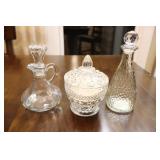 Vintage Wexford By Anchor Hocking Decanter, Covered Butter Dish, Oil Vinegar Bottle, Covered Candy