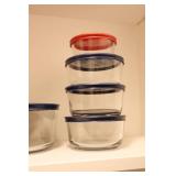 Assorted Glass Storage Containers and Serving Bowls, Milk Glass Mixing Bowl Etc