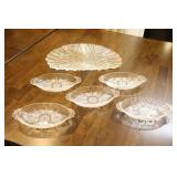 Beautiful Crystal Serving Platter and 5-Piece Set