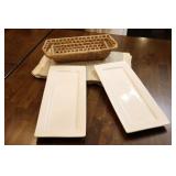 Ceramic Serving Platters, Wicker Bread Bun Basket Etc