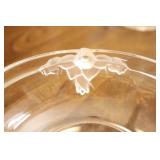 Mikasa Vintage Walther Glass Satin Rose Cake Plate NIB & 4 Fruit Dessert Bowls