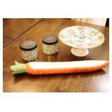 Vintage 1950’s Amari Arita-Style Japanese Fan Pedestal Cake Server, Carrot Cracker Bowl Etc