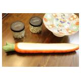 Vintage 1950’s Amari Arita-Style Japanese Fan Pedestal Cake Server, Carrot Cracker Bowl Etc