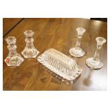 Towel Full Lead Crystal Candle Holders, Covered Butter Dish Etc