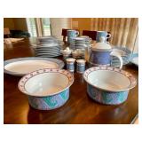 Dansk Dinnerware WAVE Rim Portugal Blue Green Tile Mosaic-Style Design w/Accessory Serving Pieces