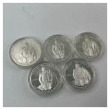 5x 1982-S Proof Silver Washington Commemorative Half Dollars