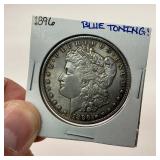 1896 Silver Morgan Dollar w/Blue Toning