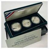 1994 U.S. Veterans Commemorative 3pc Proof Silver Dollar Coin Set (Great Set!)
