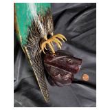 Colorful CloisonnÃ© Parrot Figurine on Wooden Perch