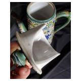 Vintage Hand-Painted Ceramic Teapot with Intricate Designs