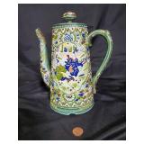 Vintage Hand-Painted Ceramic Teapot with Intricate Designs