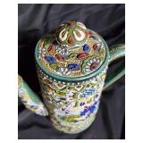 Vintage Hand-Painted Ceramic Teapot with Intricate Designs