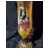 Vintage Table Lamp with Hand-Painted Asian Motif