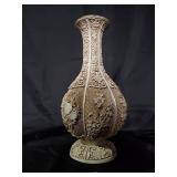 Intricately Carved Ceramic Vase with Floral Design