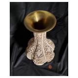 Intricately Carved Ceramic Vase with Floral Design