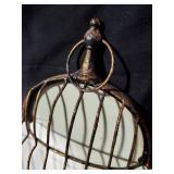 Vintage Birdcage Wall Art Pair with Parrot Illustrations