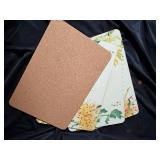 Set of Floral Patterned Placemats with Cork Backing