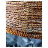 Pair of Black Metal Peacock Table Lamps with Beaded Shades