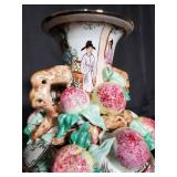 Hand-Painted Chinese Decorative Vase with Peach Motif