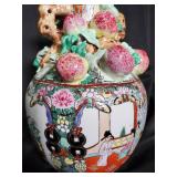 Hand-Painted Chinese Decorative Vase with Peach Motif