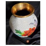 Hand-Painted CloisonnÃ© Vase with Floral and Butterfly Design