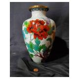 Hand-Painted CloisonnÃ© Vase with Floral and Butterfly Design