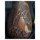 Vintage Japanese Ceramic Vase with Bird and Bamboo Design