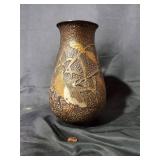 Vintage Japanese Ceramic Vase with Bird and Bamboo Design