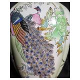 Hand-Painted Porcelain Vase with Peacock Design