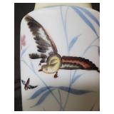 Large Hand-Painted Porcelain Vase with Bird and Floral Design