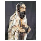 Vintage Clay Figurine of a Bearded Man Reading a Book