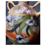 Hand Painted Nippon Vase with Floral Design