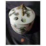 T&V Limoges Hand Painted Floral Porcelain Jar