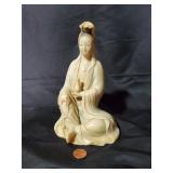 Antique Ivory-Colored Figurine of Seated Woman