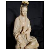 Antique Ivory-Colored Figurine of Seated Woman