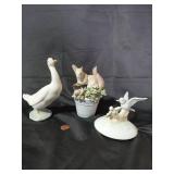 Lot of 3 Lladro Porcelain Animal Figurines - Duck, Squirrel, and Bird