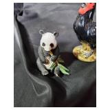 Animal Figurine Lot - Panda, Roosters, and Pelicans