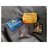 Lot of 3 Decorative Trinket Boxes