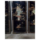 Set of 3 Asian-Inspired Wall Art Panels with Hand-Painted Figures