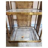 Vintage Metal and Glass Three-Tier Shelf