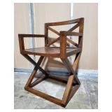 Brown Wooden X-Back Armchair