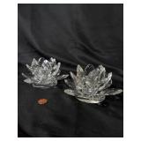 Set of Two Shannon Crystal Lotus Candle Holders by Godinger