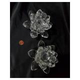 Set of Two Shannon Crystal Lotus Candle Holders by Godinger