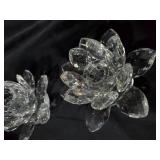 Set of Two Shannon Crystal Lotus Candle Holders by Godinger