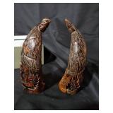 Vintage Carved Wooden Bird Figurines with Original Box