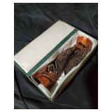 Vintage Carved Wooden Bird Figurines with Original Box