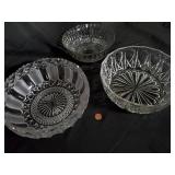 Lot of 3 Vintage Crystal Cut Glass Bowls