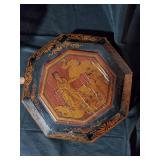 Vintage Hand-Painted Wooden Basket with Lid