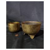 Lot of 2 Brass Decorative Bowls with Intricate Engravings
