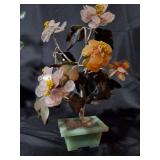 Lot of 2 Vintage Artificial Bonsai Floral Arrangements in Ceramic Pots